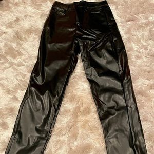 Nwt faux leather mid waist pants black